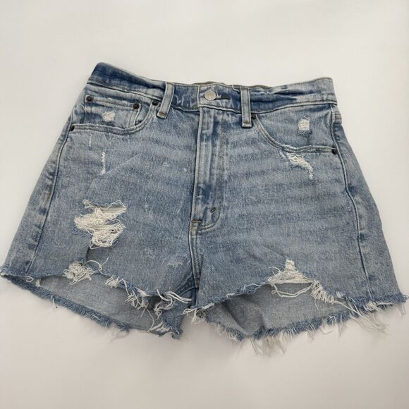 Abercrombie & Fitch The Mom Short Denim Shorts Distressed Size 25/0 - Picture 1 of 7